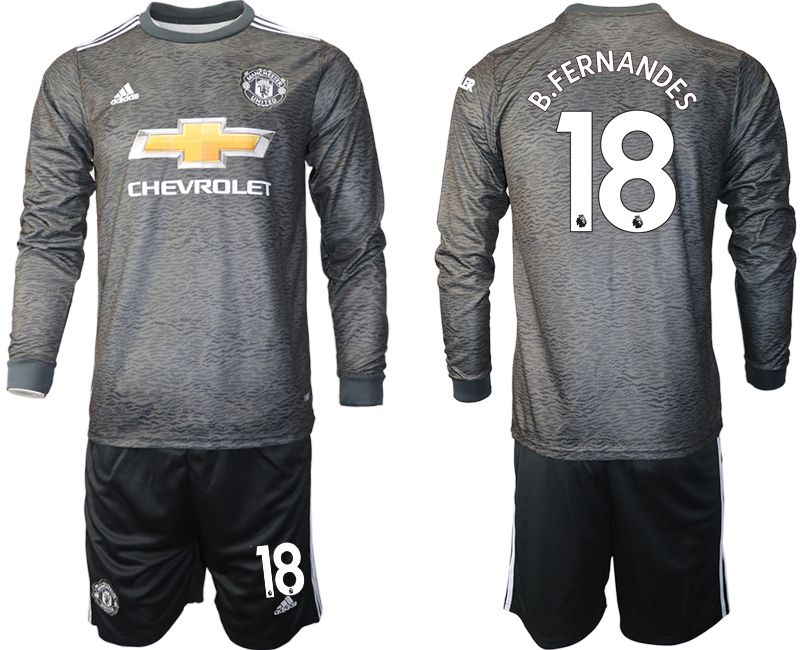 Men 2020-2021 club Manchester united away long sleeve #18 black Soccer Jerseys